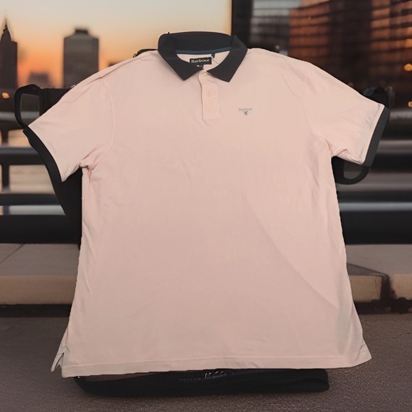 Barbour Other - Barbour Silsden Loch‎ Pink Short Sleeve Polo Shirt Mens Sz 3XL Crest Logo Preppy